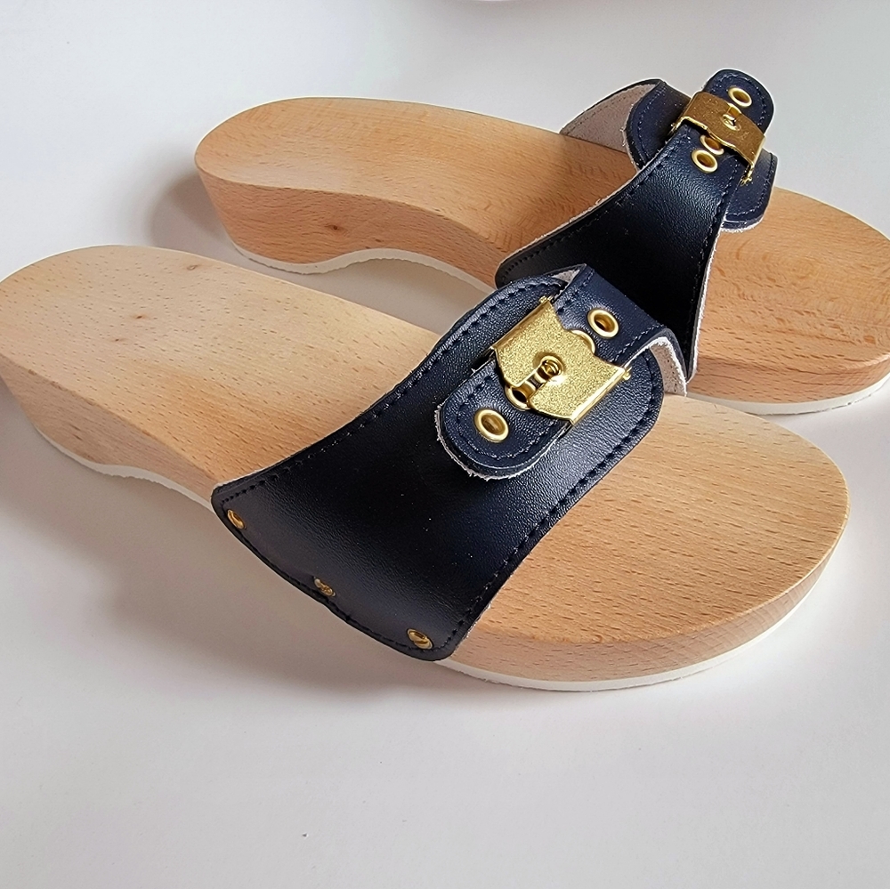 scholl wooden clogs